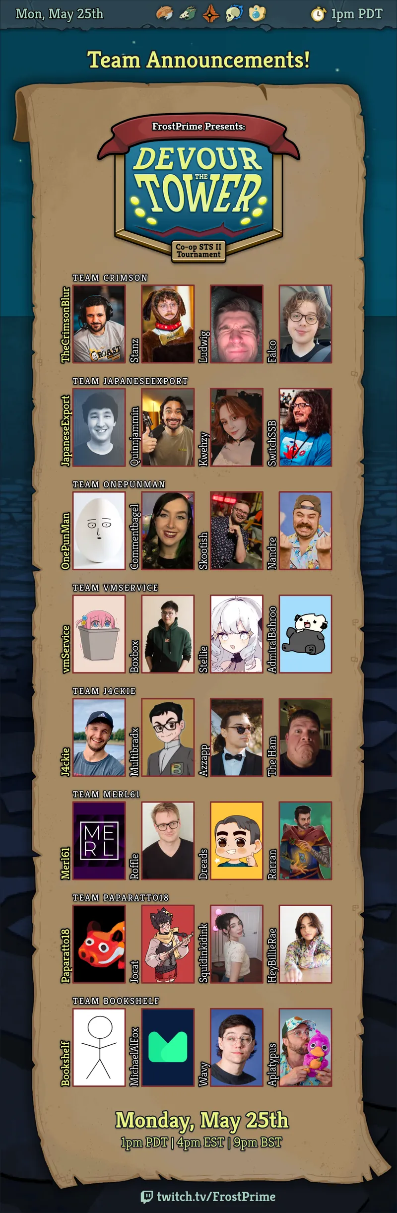 Official Devour the Tower teams announcement graphic by MikaMiba